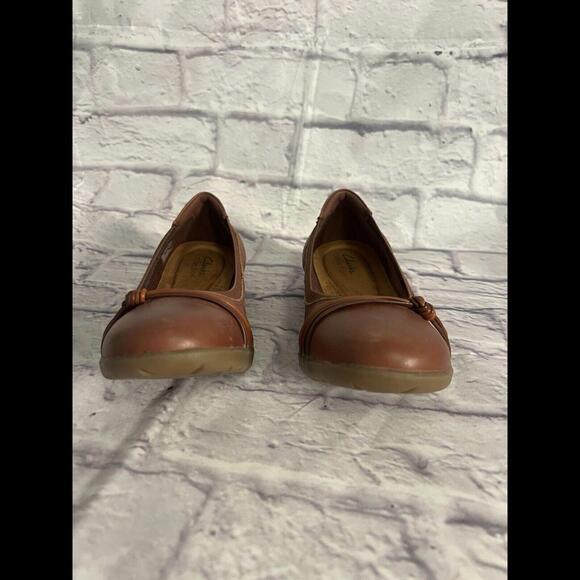 Clarks Collection Leather Ballet Flats Meadow Rae Tan Leather Women’s Size 8 - Picture 6 of 9